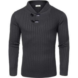 New Men's Shawl Collar Sweaters Casual Grey Sweater